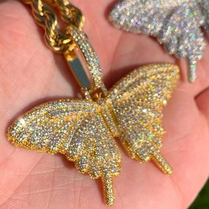 Gold Butterfly Pendant + Rope Chain